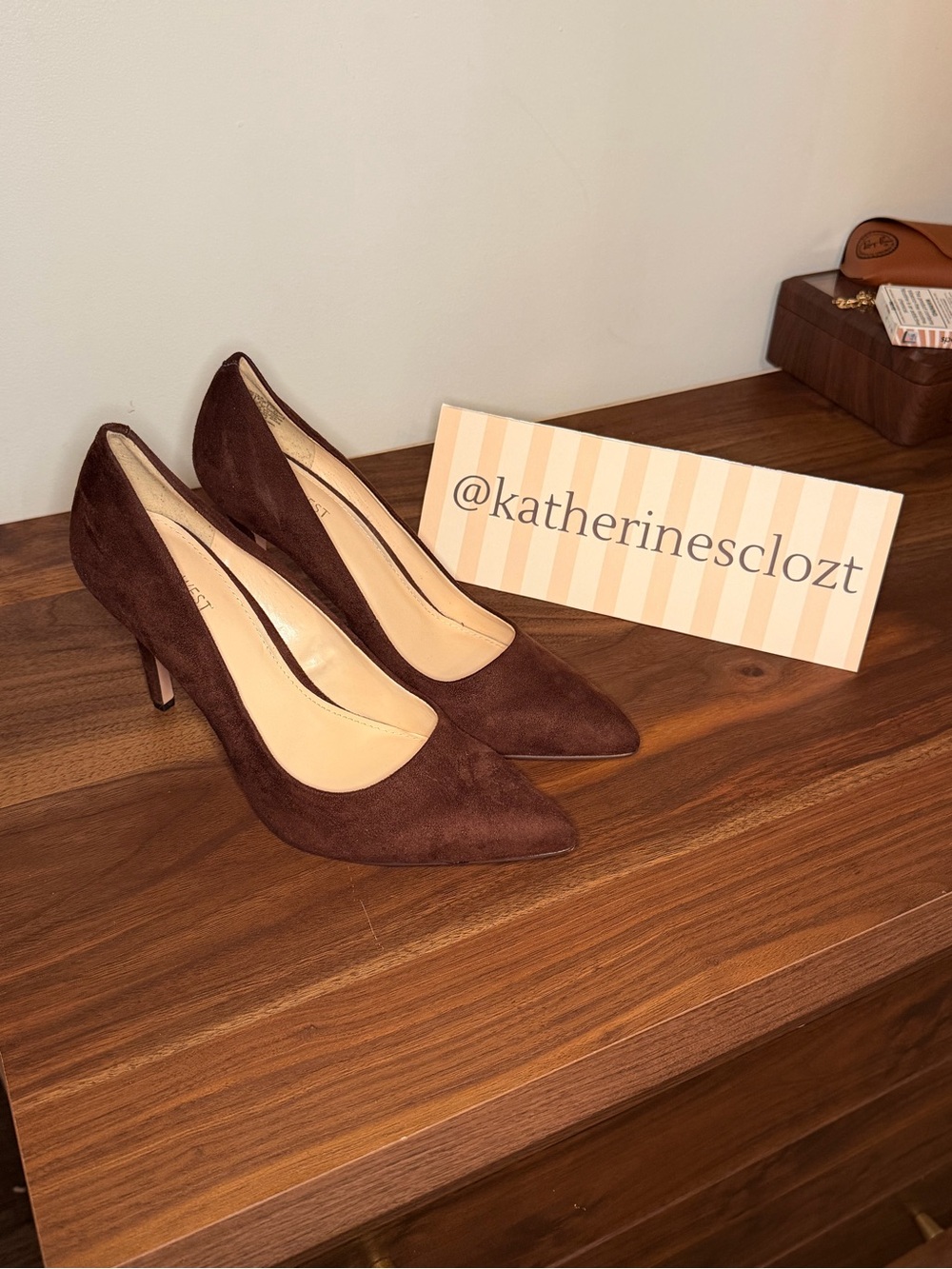 Nine West Brown Suede Pointed-Toe Pumps